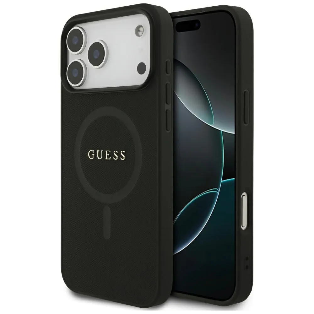 Custodia MagSafe per Apple iPhone 18 Pro Max / 17 Pro Max, Guess, Saffiano, Nera - immagine 1