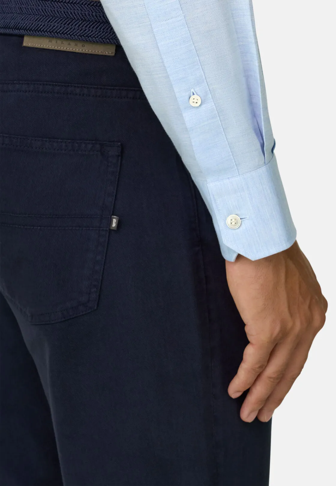 Boggi, Camicia In Twill Di Cotone Regular Fit, Uomo, Azzurro, Taglia: 44 - immagine 4