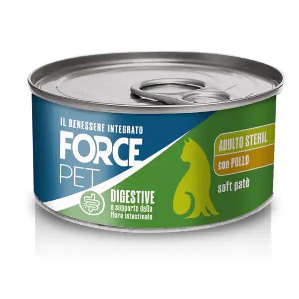 Forcepet Cat Adult Sterilised Digestive supporto flora intestinale Soft patè 85 gr Pollo - Cibo umido per gatti - immagine 1