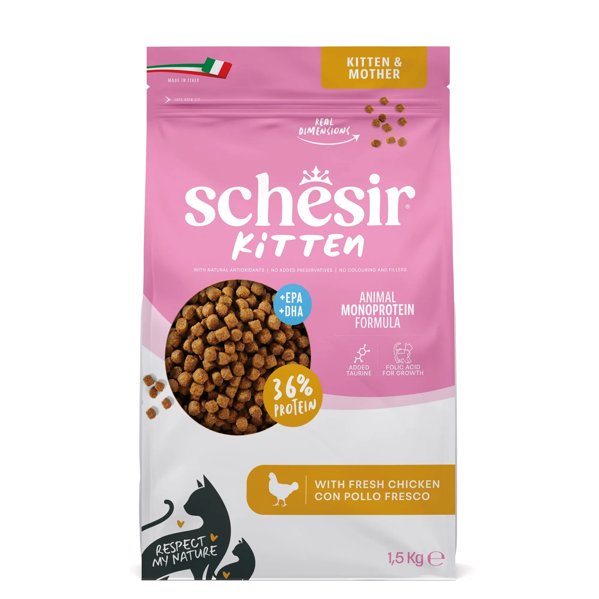 Schesir animal monoprotein formula kitten pollo 1,5 kg - immagine 1