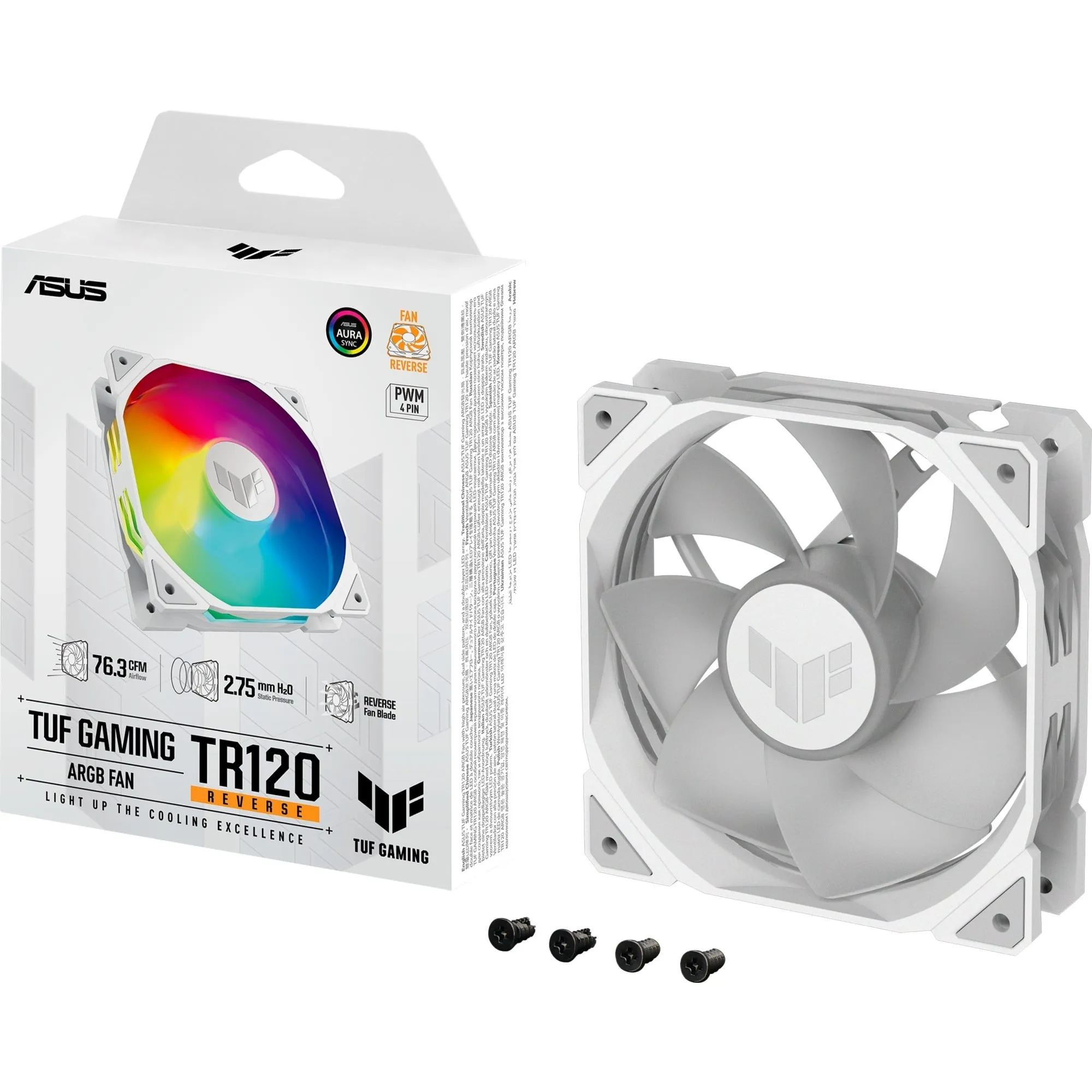 TUF GAMING TR120 ARGB REVERSE 1-pack White Case per computer Raffreddatore d''aria 12 cm Bianco, Ventola - immagine 1