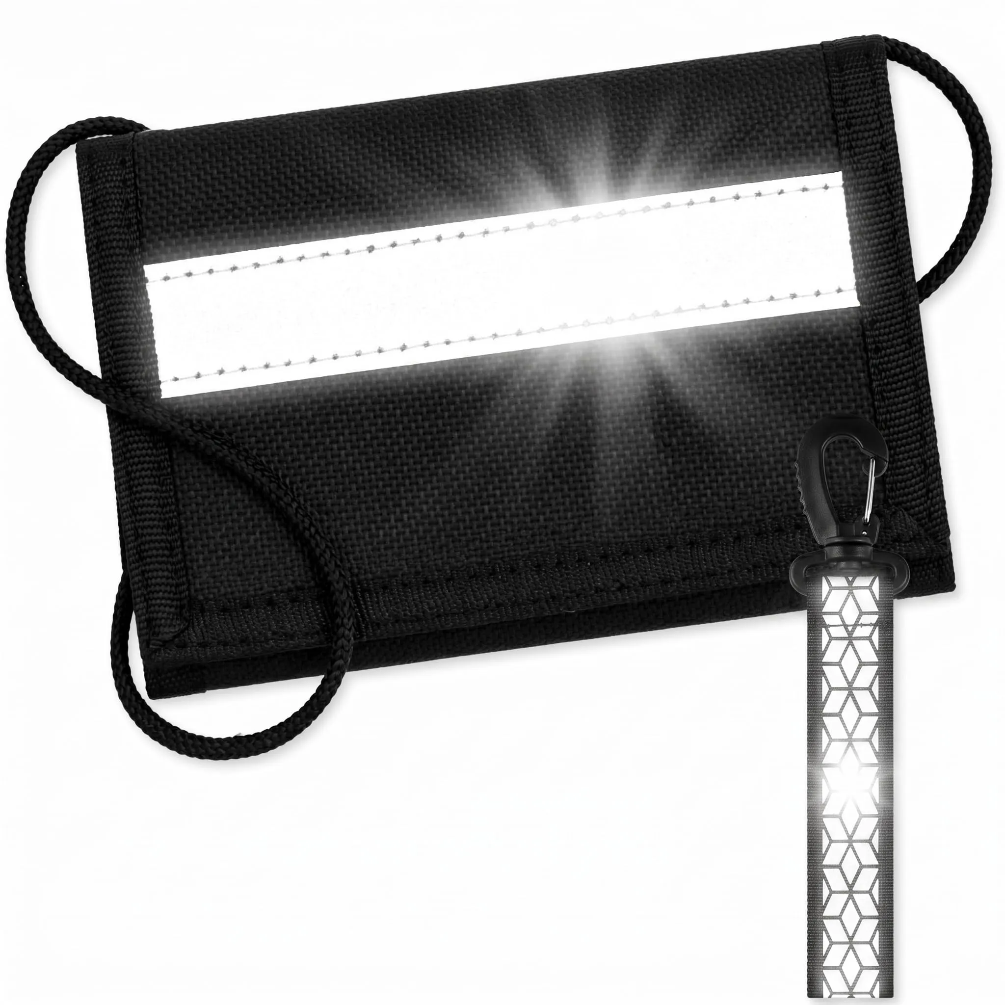 Hestya Portafoglio per Bambini e Ragazzi Portafoglio da Collo a Tre Scomparti con Diverse Fantasie Portamonete da Viaggio con Cordino e Portachiavi Regalo di Compleanno(Strisce Riflettenti) - immagine 1