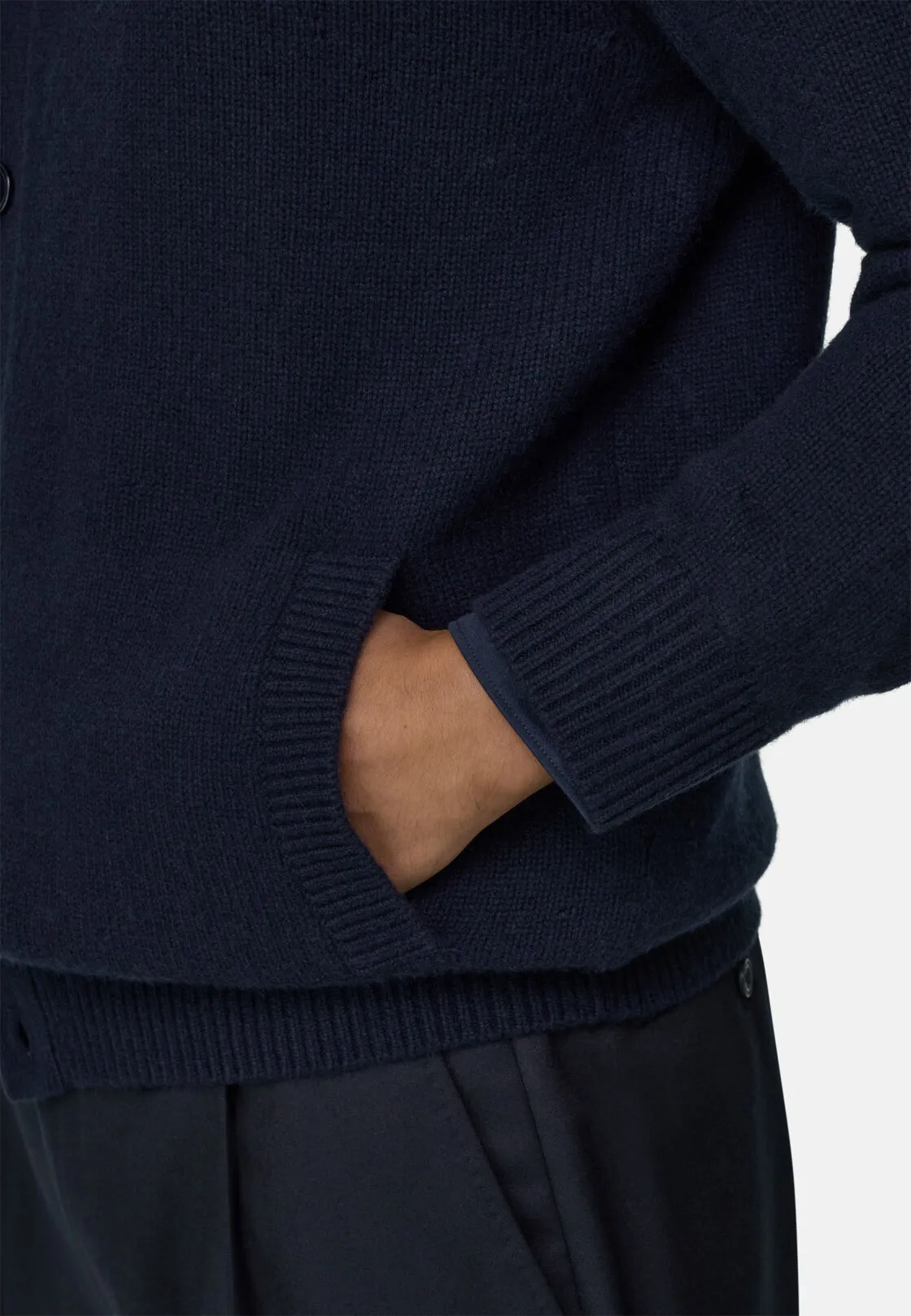 Boggi, Cardigan Lupetto In Lana Cashmere, Uomo, Navy, Taglia: M - immagine 3