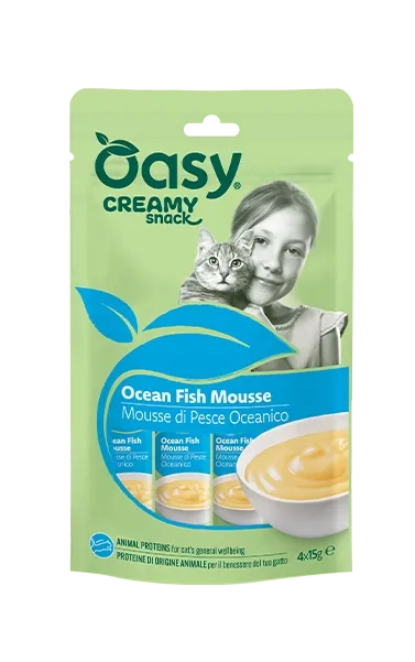 Oasy snack cat creamy snack pesce oceanico 4x15 g - immagine 1