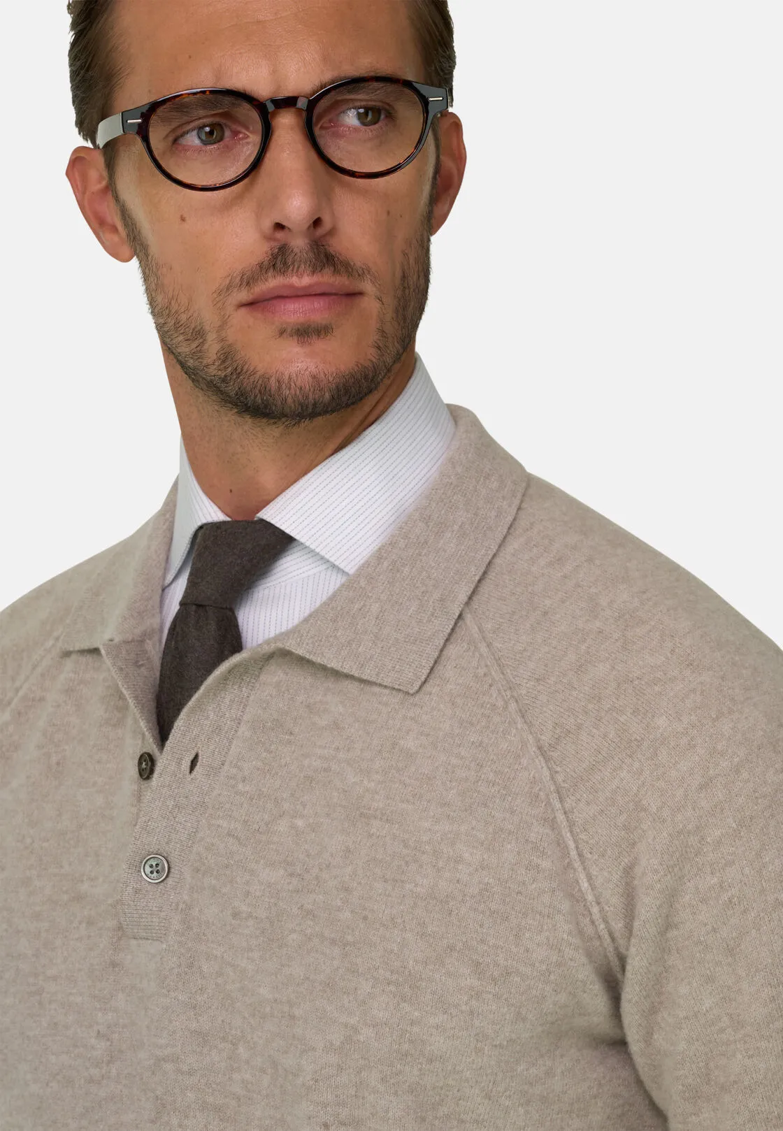 Boggi, Polo Di Maglia In Lana Merino E Yak, Uomo, Sabbia, Taglia: M - immagine 3