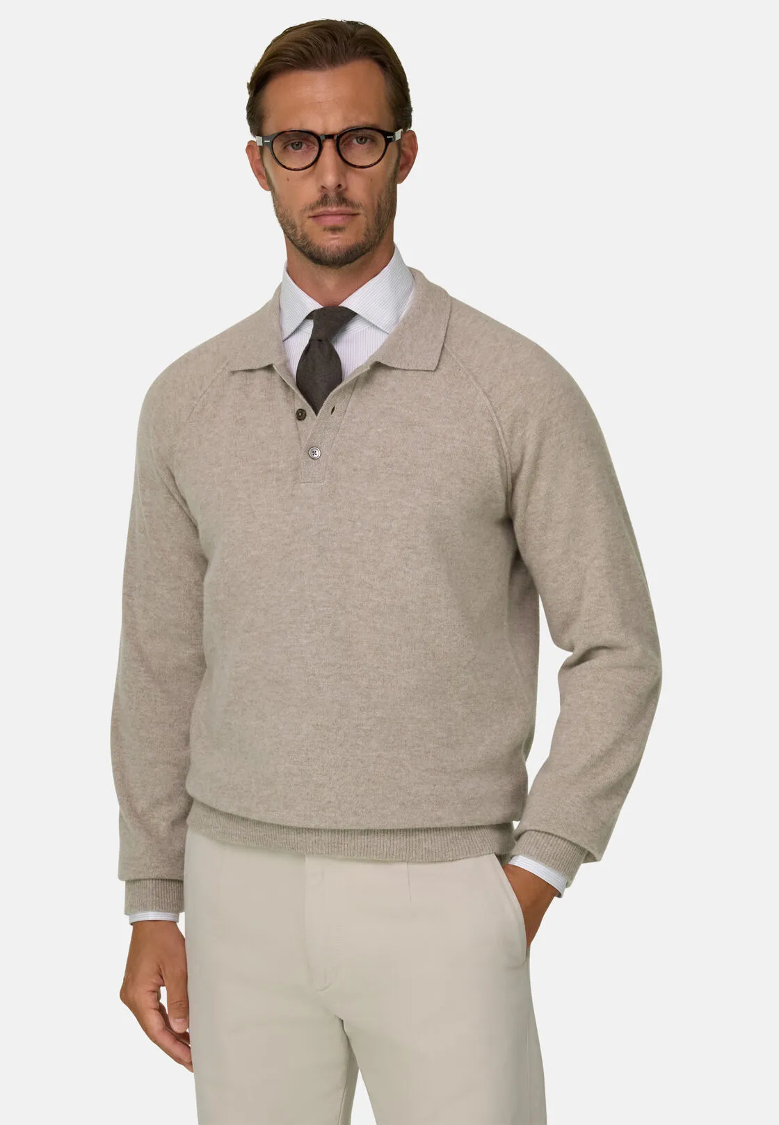 Boggi, Polo Di Maglia In Lana Merino E Yak, Uomo, Sabbia, Taglia: XL - immagine 1