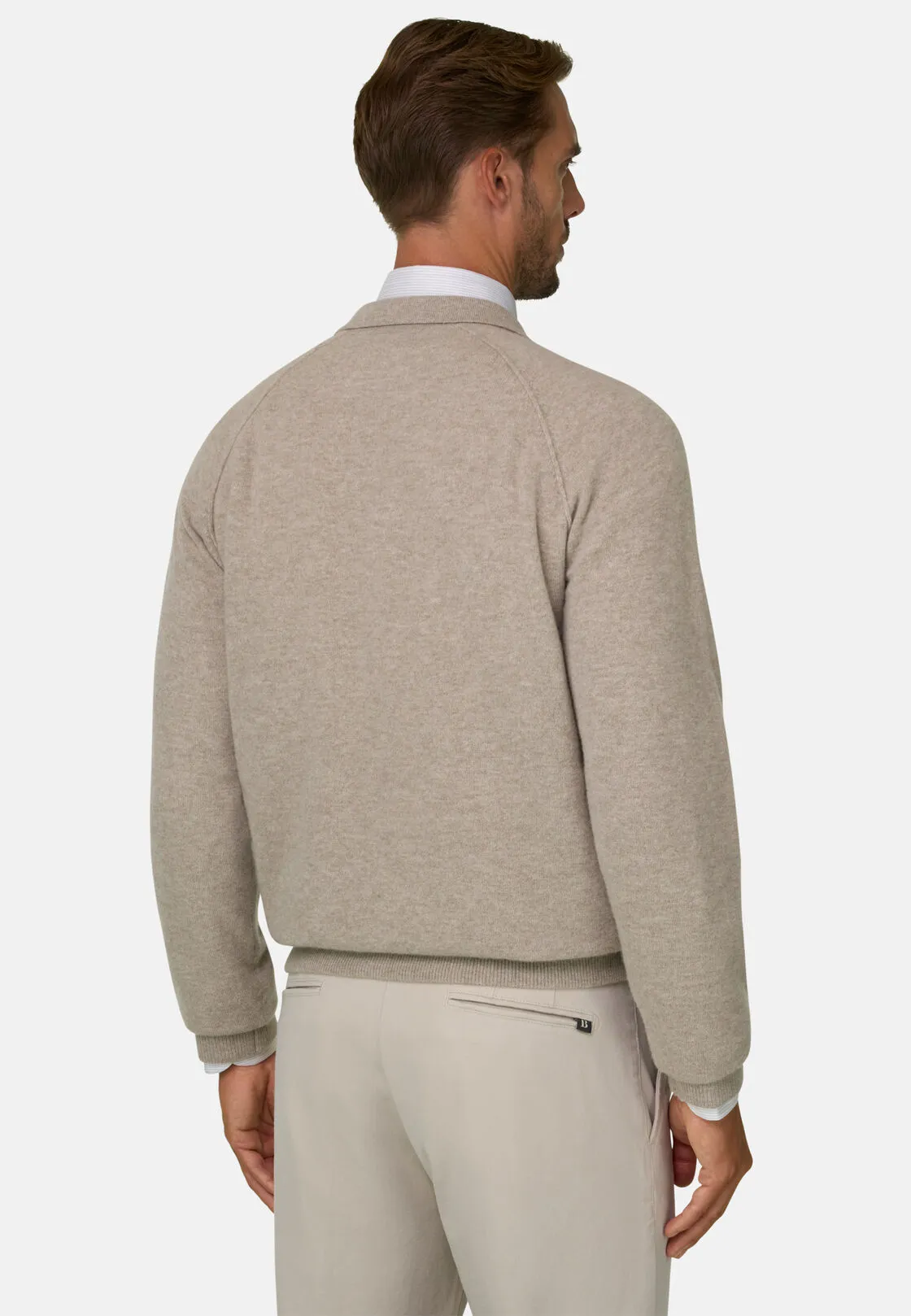 Boggi, Polo Di Maglia In Lana Merino E Yak, Uomo, Sabbia, Taglia: XL - immagine 4