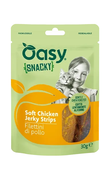 Oasy snack cat snacky filettini di pollo busta 30 g - immagine 1