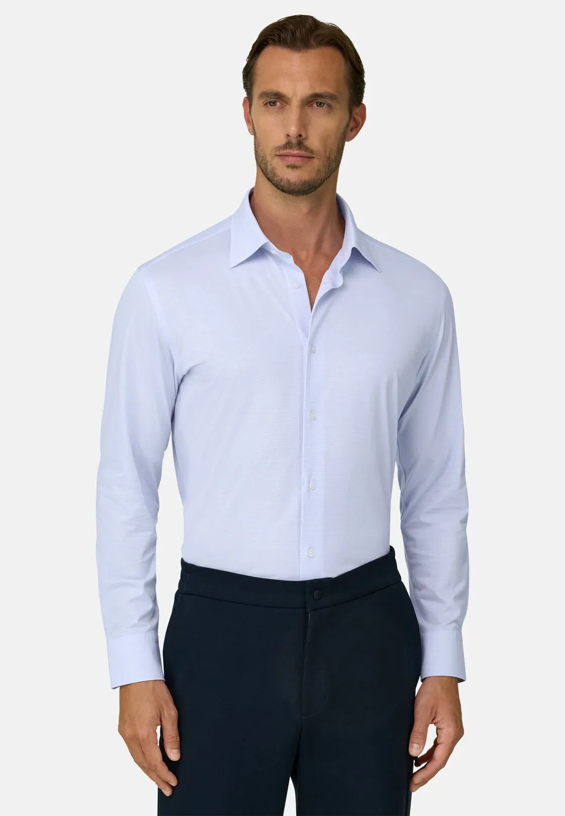 Boggi, Polo Camicia A Quadretti In Jersey Giapponese Regular Fit, Uomo, Azzurro, Taglia: XS - immagine 1