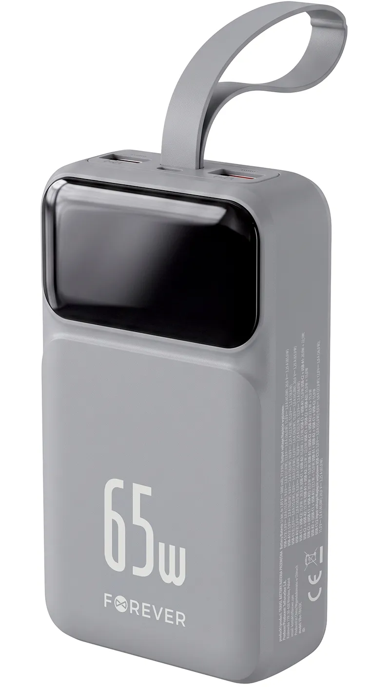 Batteria Esterna Forever Vibe-TB65, 20000mAh, 65W, QC + PD, 2 x USB-A - 2 x USB-C, Grigio - immagine 1