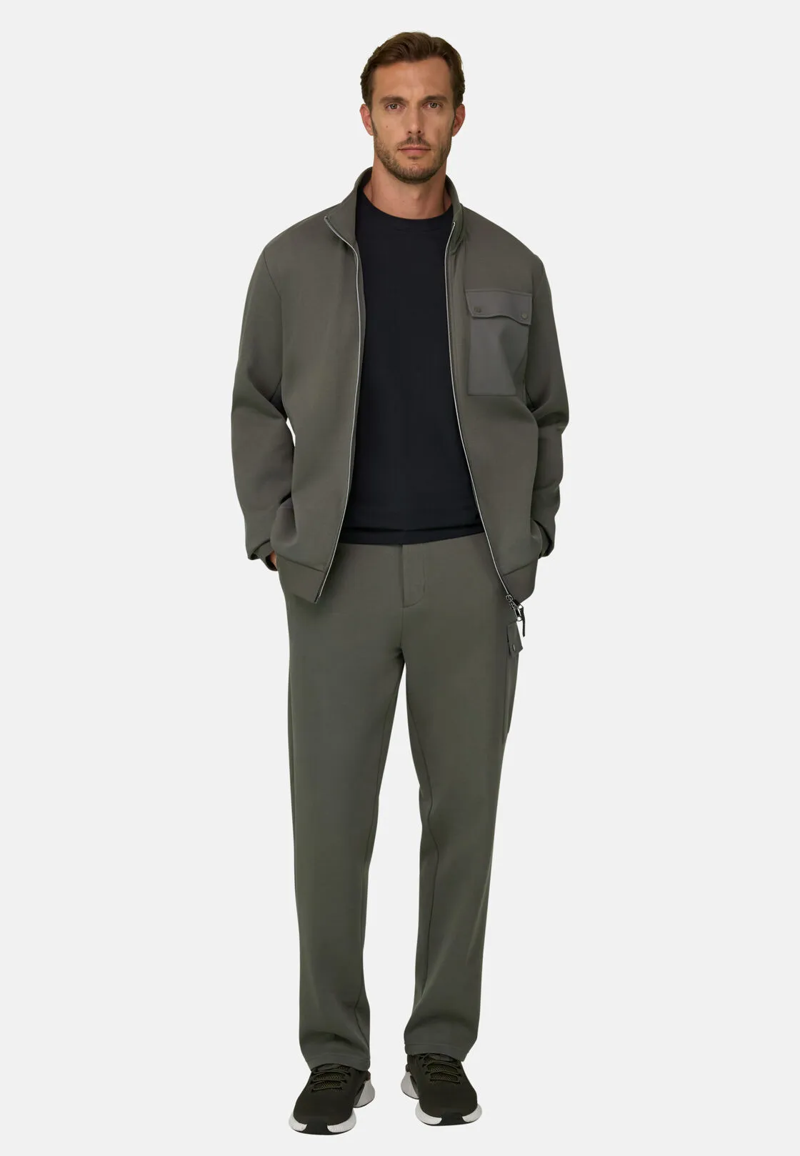 Boggi, Joggers In Misto Cotone Scuba B Tech, Uomo, Militare, Taglia: XL - immagine 2