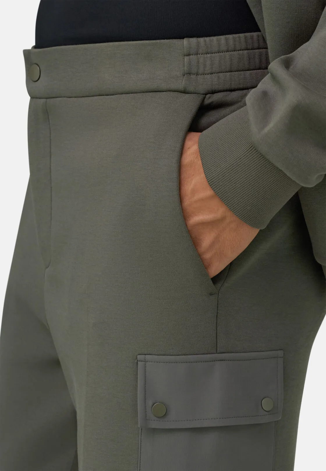 Boggi, Joggers In Misto Cotone Scuba B Tech, Uomo, Militare, Taglia: XL - immagine 3
