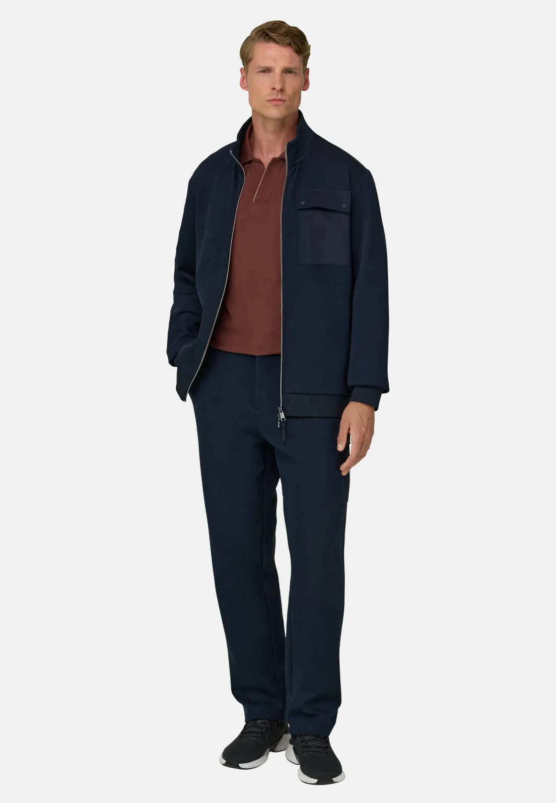 Boggi, Joggers In Misto Cotone Scuba B Tech, Uomo, Navy, Taglia: L - immagine 2