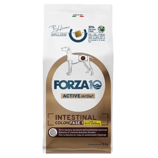 Forza10 Active Cane Intestinal Colon Fase 1 con Agnello e Sorgo bianco 10 kg - Croccantini per cani - immagine 1