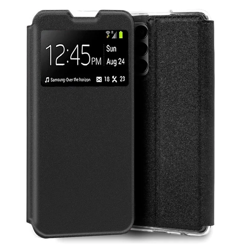 Custodia Flip Cover liscia nera per Samsung Galaxy M13 M135 - immagine 1