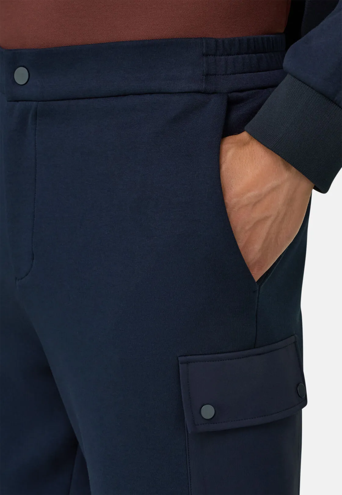 Boggi, Joggers In Misto Cotone Scuba B Tech, Uomo, Navy, Taglia: XL - immagine 3