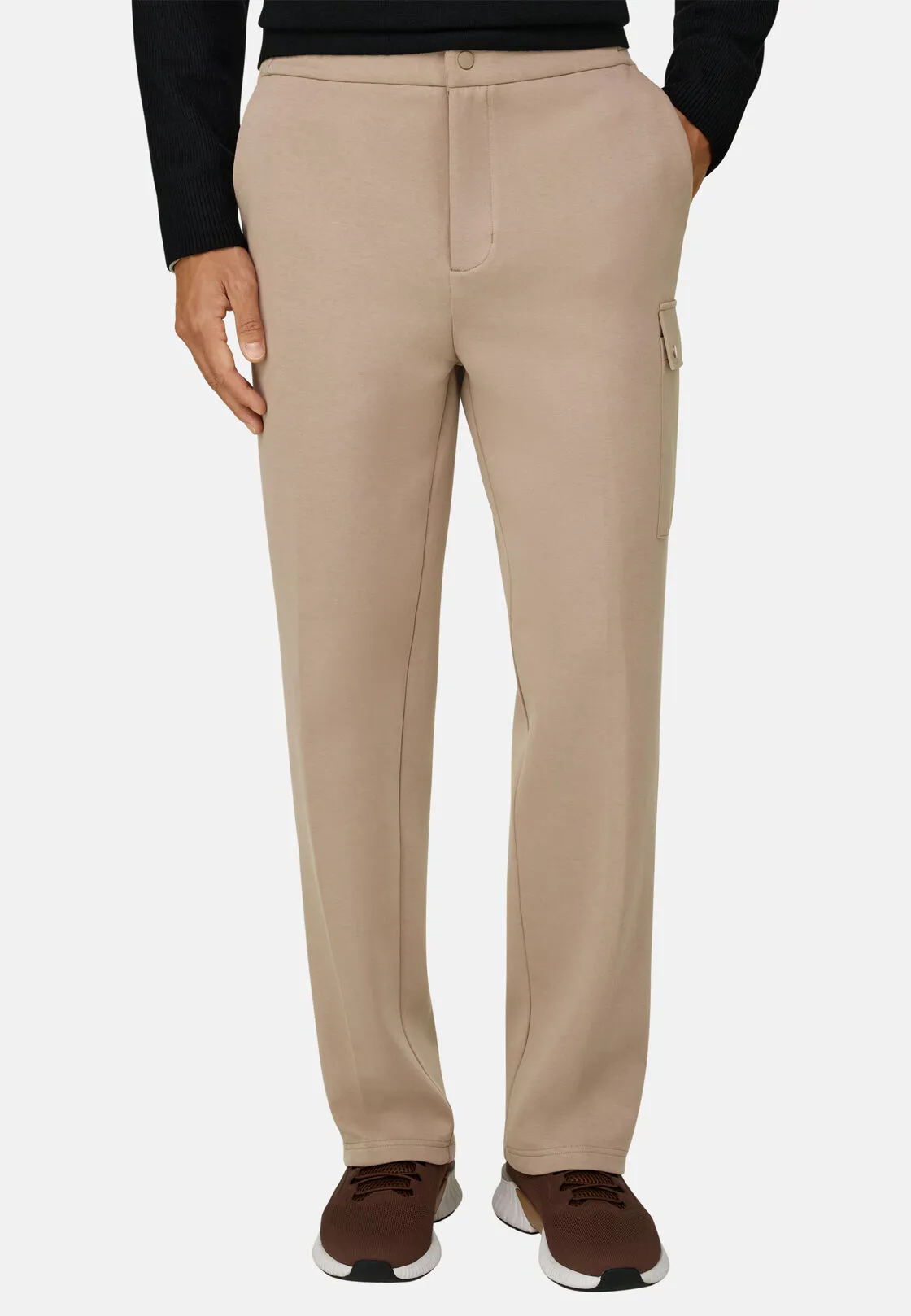 Boggi, Joggers In Misto Cotone Scuba B Tech, Uomo, Beige, Taglia: L - immagine 1