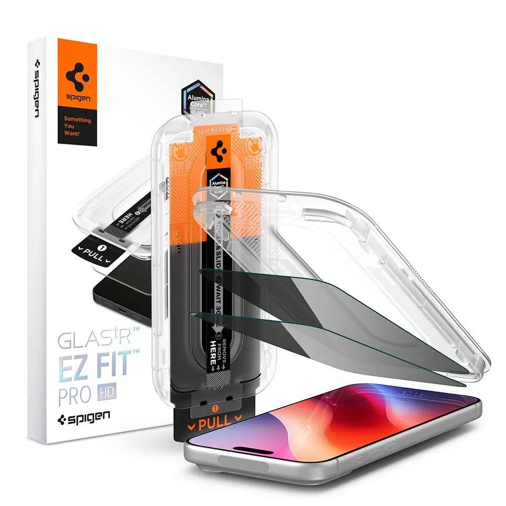 Pellicola protettiva per schermo Privacy Spigen GlastR EZ FIT Pro HD per Apple iPhone 18 Pro Max, Vetro Temperato, Full Glue, Set 2 pezzi AGL12033 - immagine 1