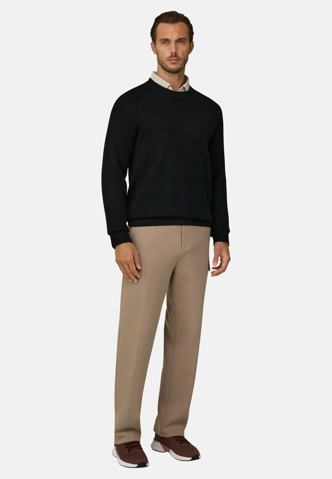 Boggi, Joggers In Misto Cotone Scuba B Tech, Uomo, Beige, Taglia: S - immagine 2