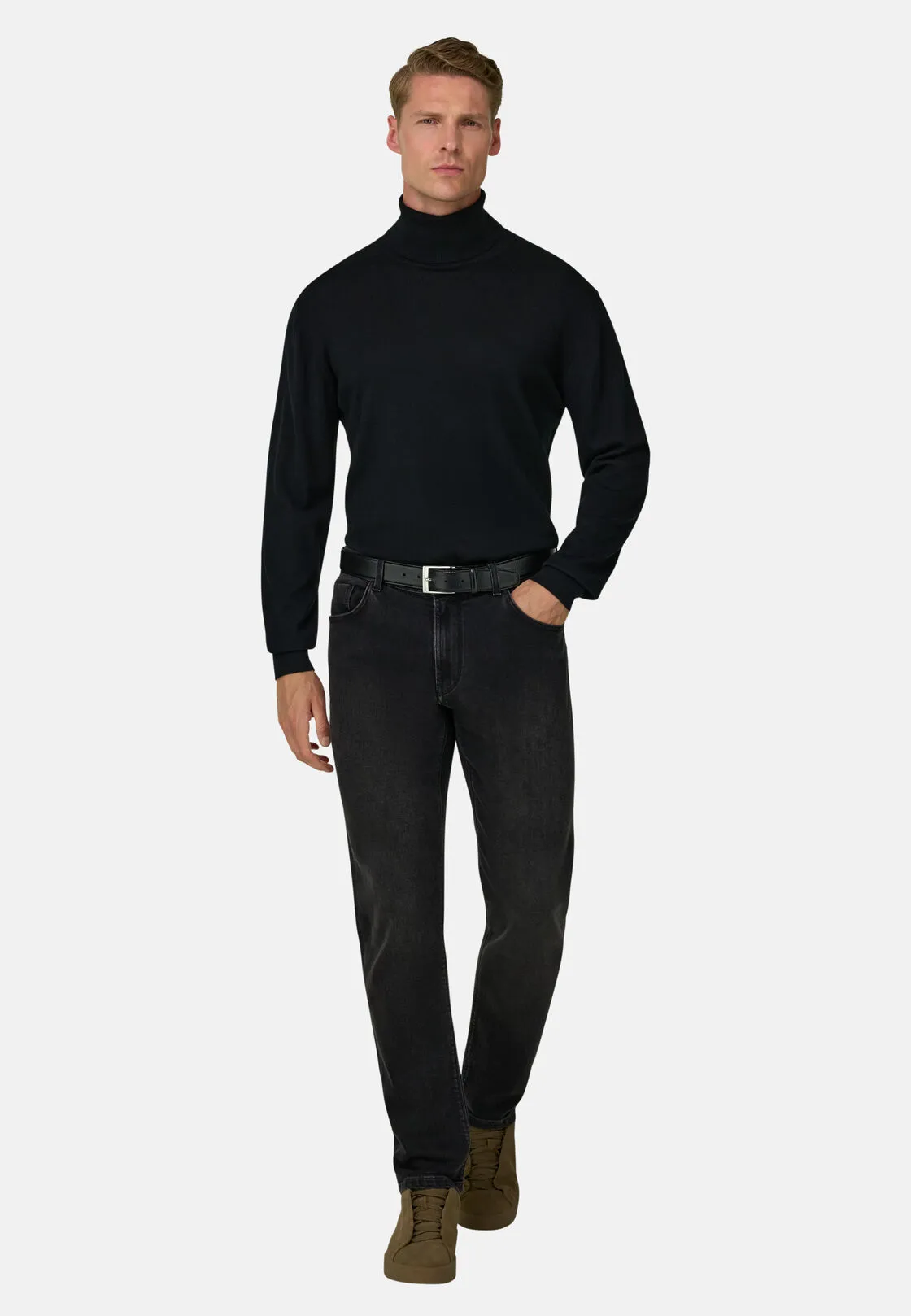 Boggi, Dolcevita In Lana Merino Extrafine, Uomo, Nero, Taglia: M - immagine 2
