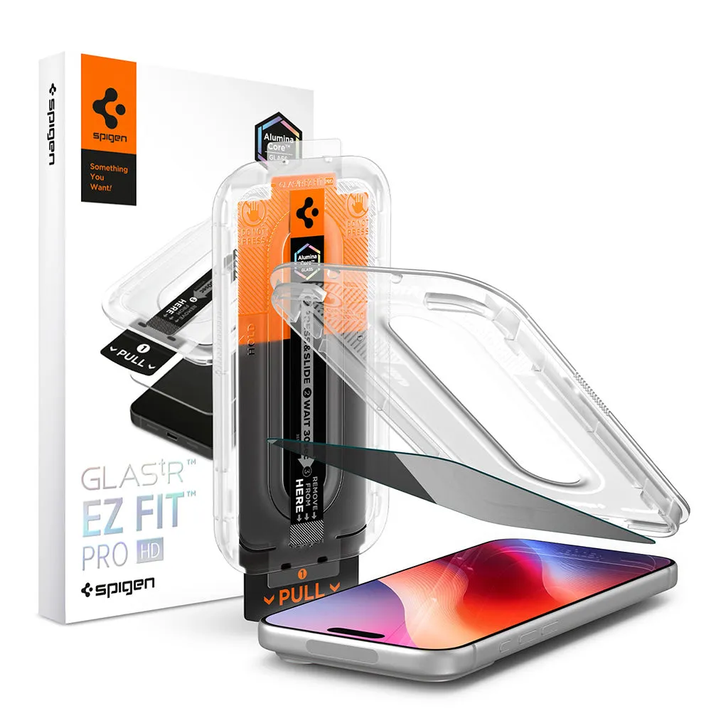 Pellicola protettiva per schermo Privacy Spigen GlastR EZ FIT Pro HD per Apple iPhone 18 Pro, Vetro Temperato, Full Glue AGL12028 - immagine 1