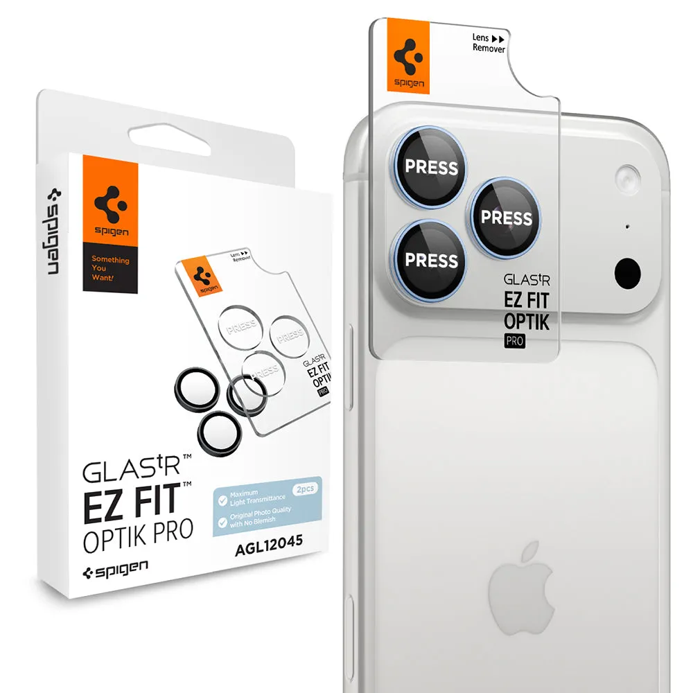 Pellicola protettiva per fotocamera posteriore Spigen GlastR EZ FIT Optik Pro per Apple iPhone 18 Pro / 18 Pro Max, vetro temperato, set da 2 pezzi, blu AGL12045 - immagine 1