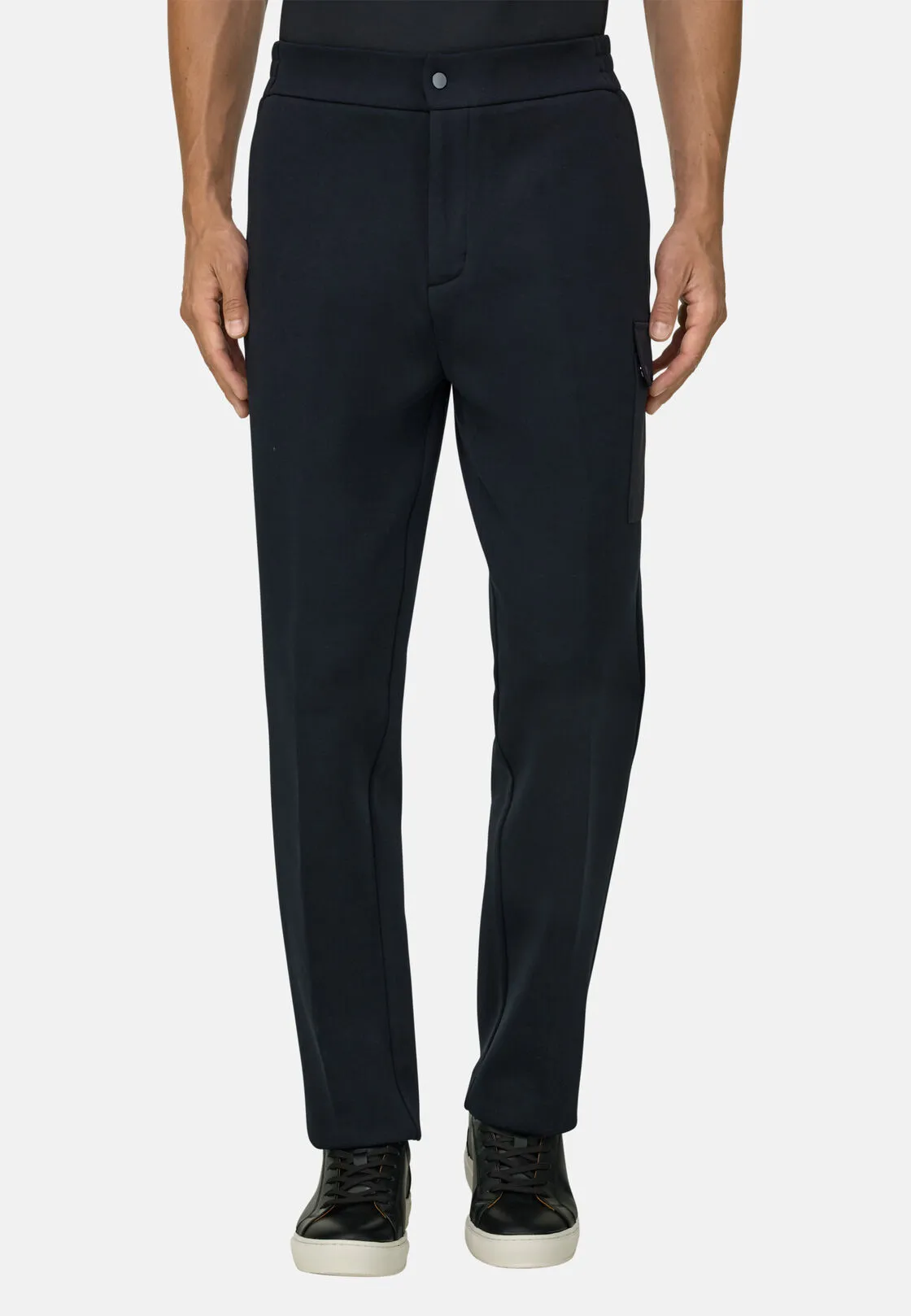 Boggi, Joggers In Misto Cotone Scuba B Tech, Uomo, Nero, Taglia: L - immagine 1