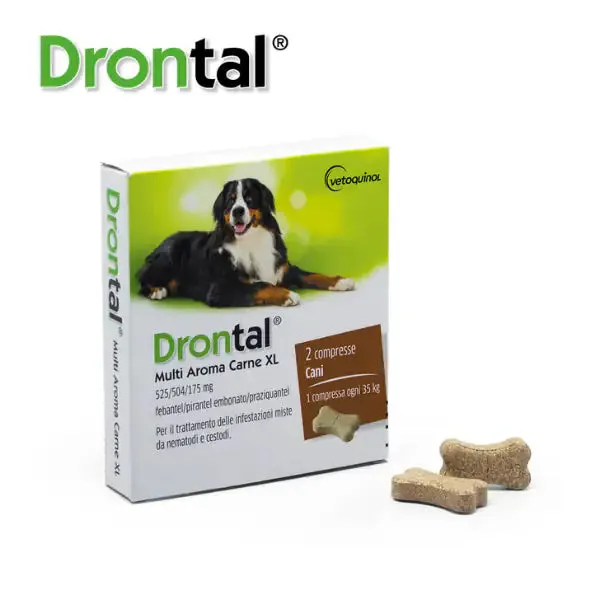 Vetoquinol Drontal Plus Vermifugo antiparassitario aroma carne Compresse per cani 2 Compresse peso oltre i 20 kg - immagine 1