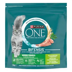 Purina One Cat Adult Indoor Formula Bifensis ricco di Tacchino 1,5 kg - Croccantini per gatti - immagine 1