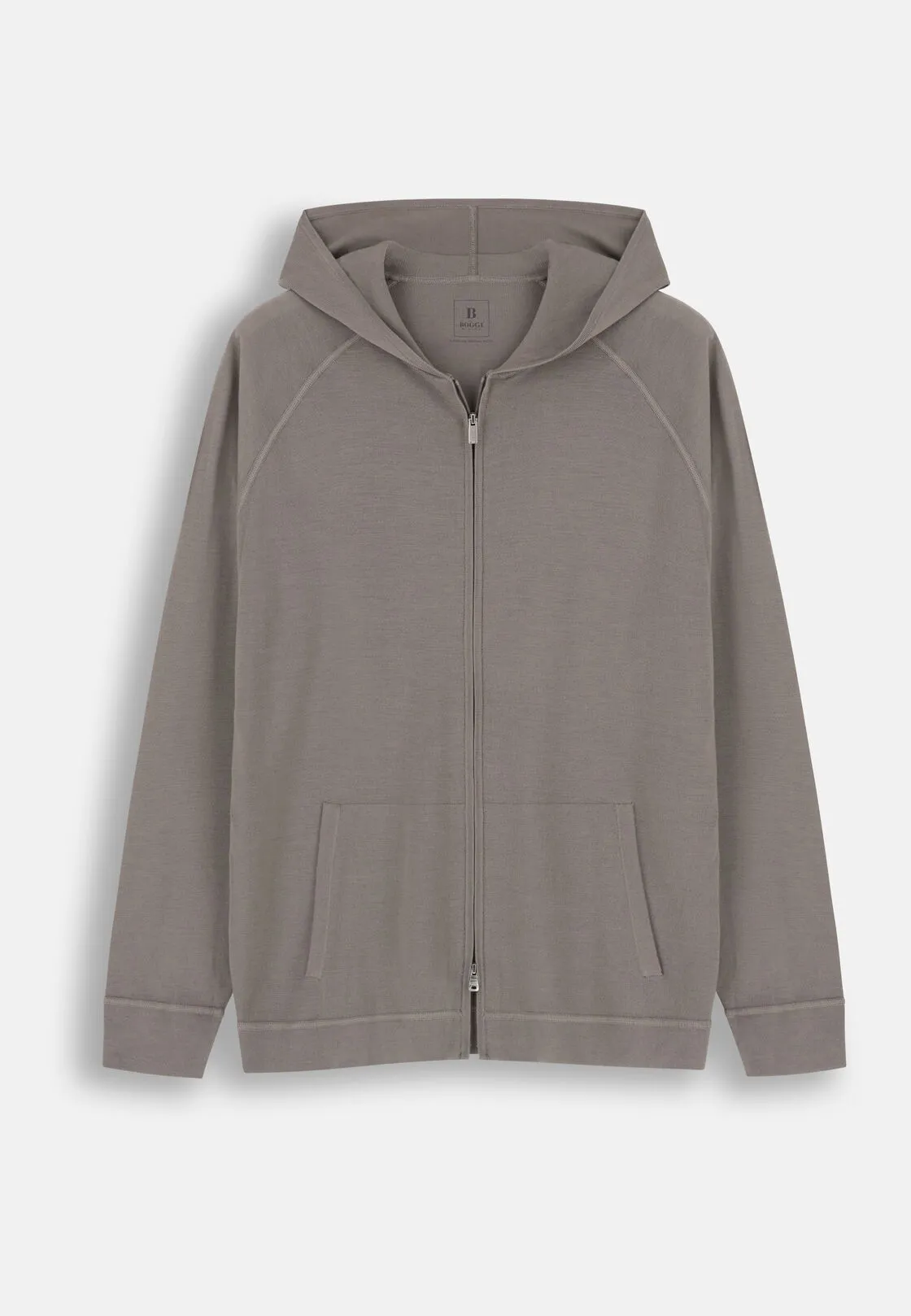 Boggi, Felpa Di Maglia Full Zip Cappuccio In Merino Superfine, Uomo, Taupe, Taglia: S - immagine 5