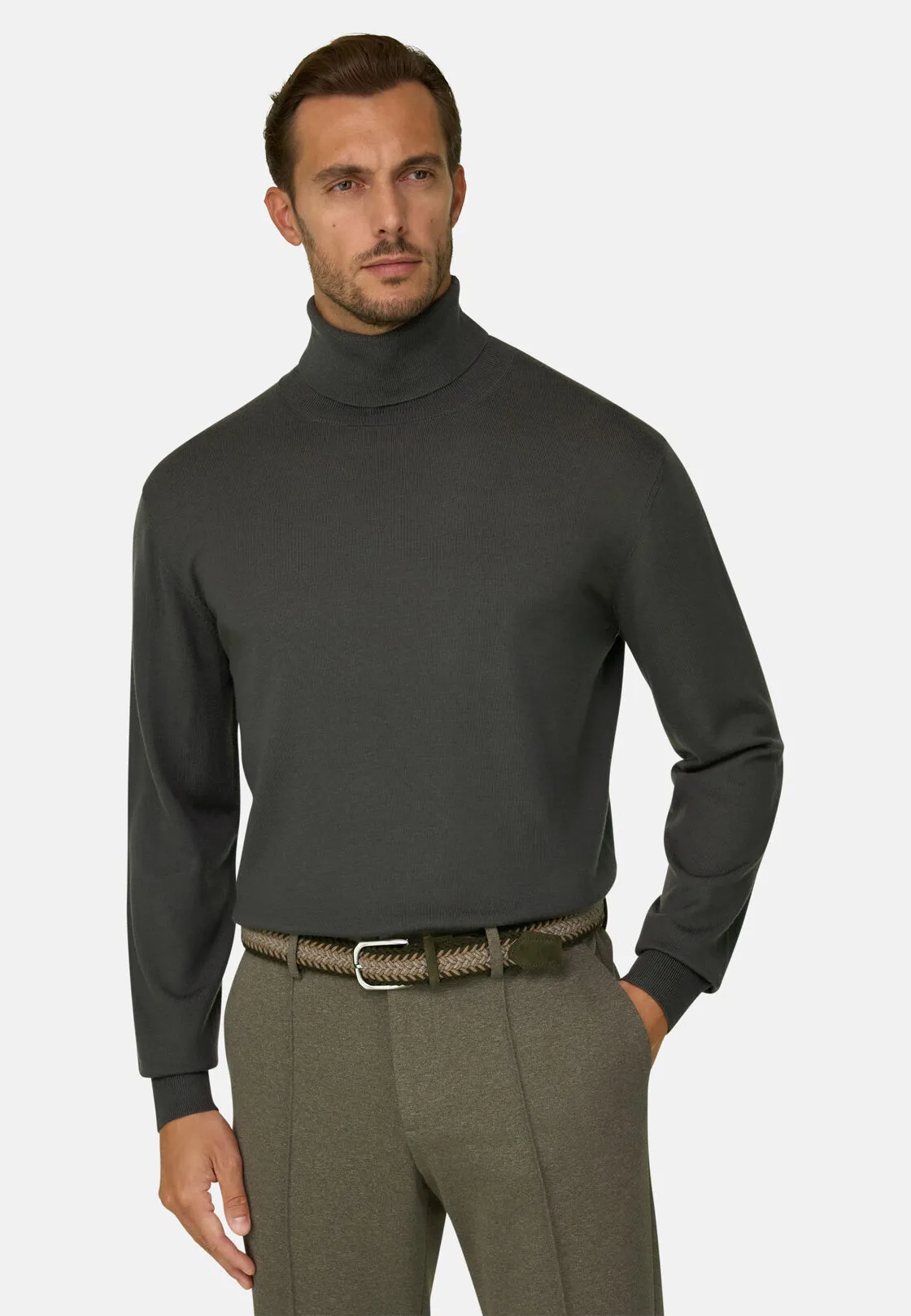Boggi, Dolcevita In Lana Merino Extrafine, Uomo, Militare, Taglia: M - immagine 1