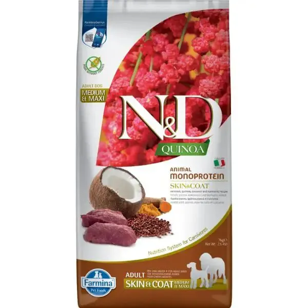 Farmina N&D Quinoa Skin&Coat Adult Medium/Maxi Cervo e Cocco 7 kg - Croccantini per cani - immagine 1