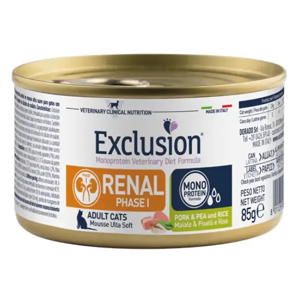 Exclusion Diet Cat Renal Fase 1 Mousse Ultra Soft 85 gr Maiale e piselli - immagine 1