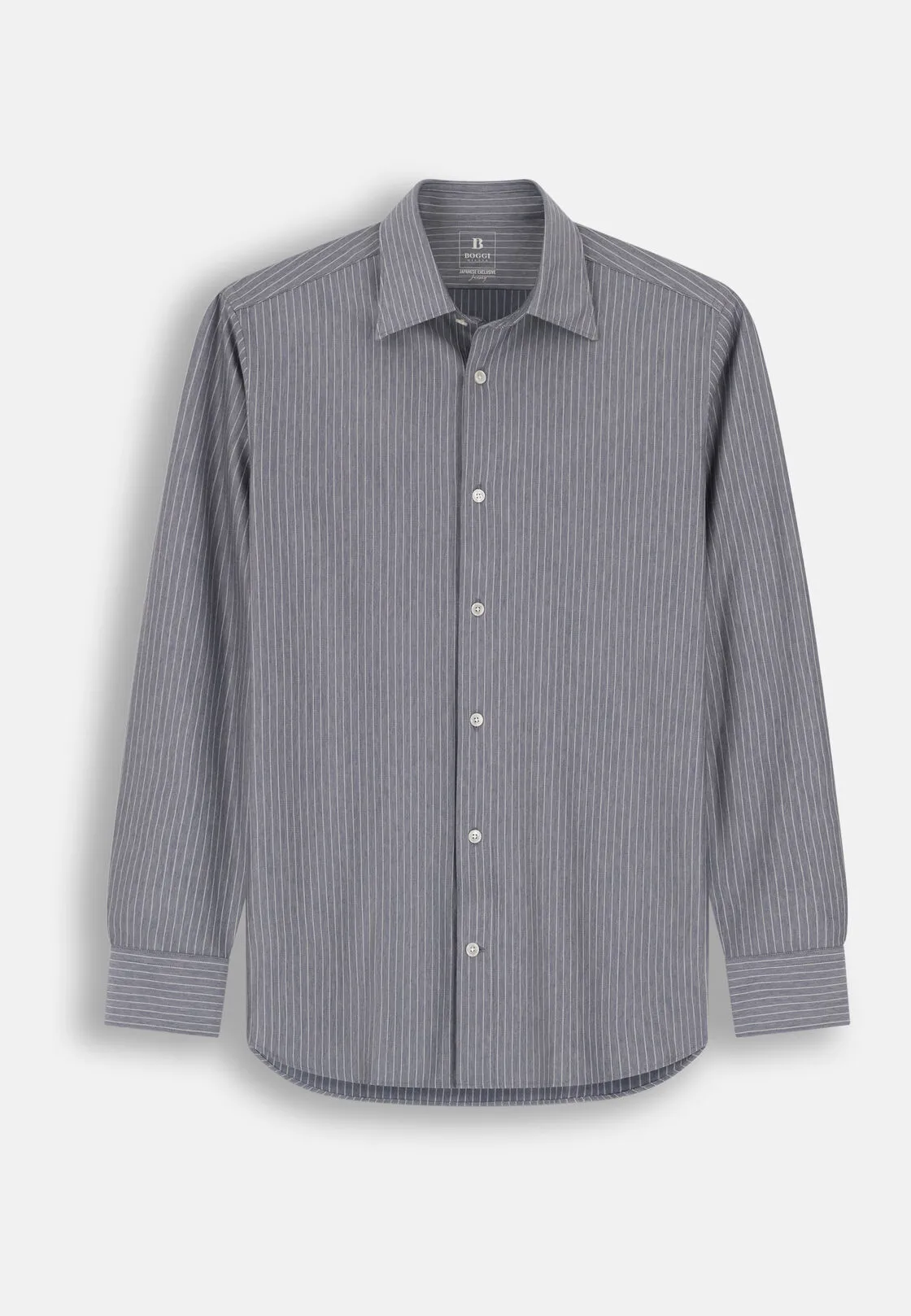 Boggi, Polo Camicia A Righe In Jersey Giapponese Regular Fit, Uomo, Navy, Taglia: S - immagine 6