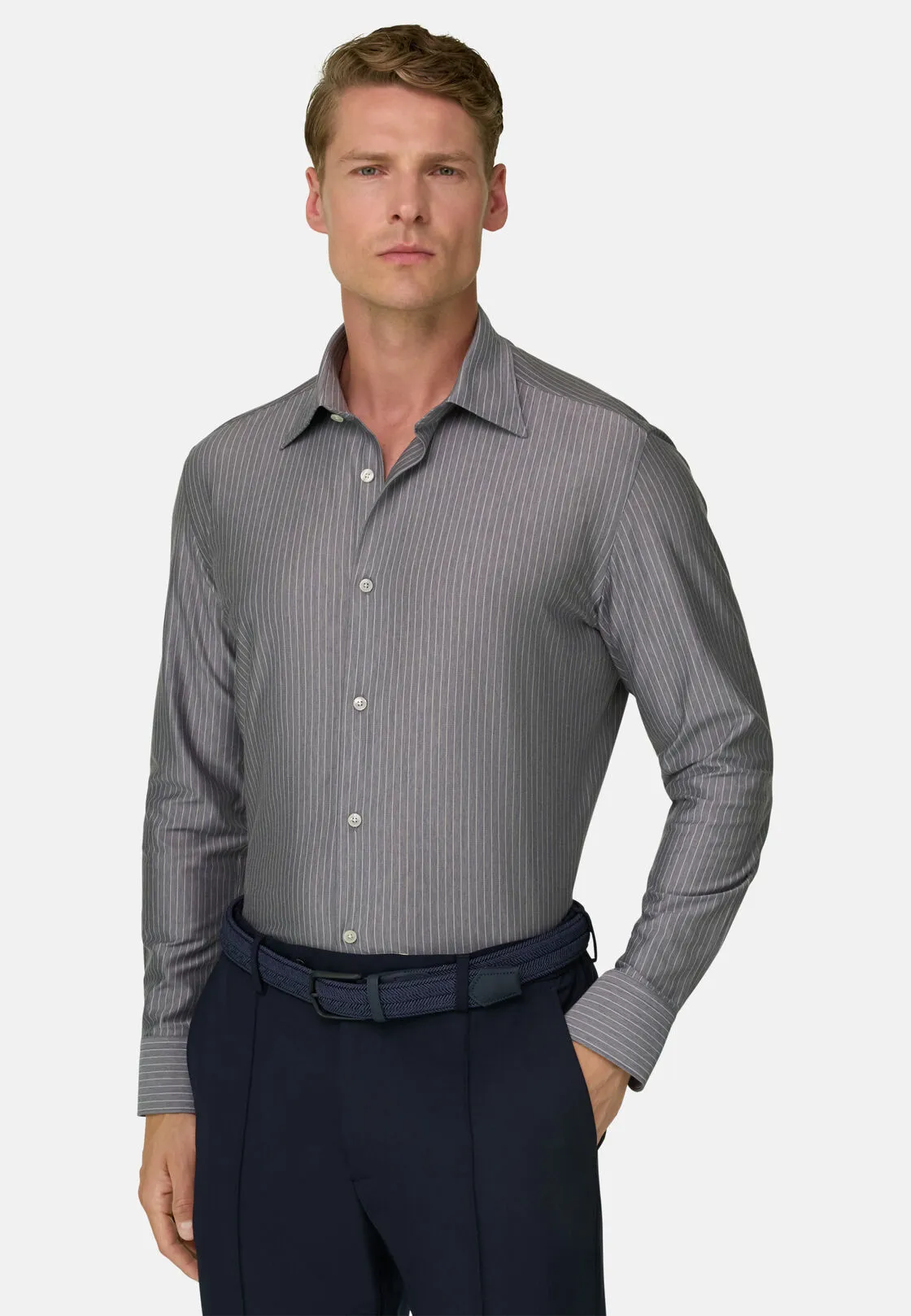 Boggi, Polo Camicia A Righe In Jersey Giapponese Regular Fit, Uomo, Navy, Taglia: XXL - immagine 1