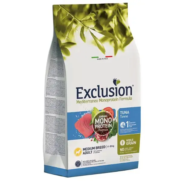 Exclusion Mediterraneo Adult Medium Breed Tonno 3 kg - Crocchette monoproteiche cane - immagine 1