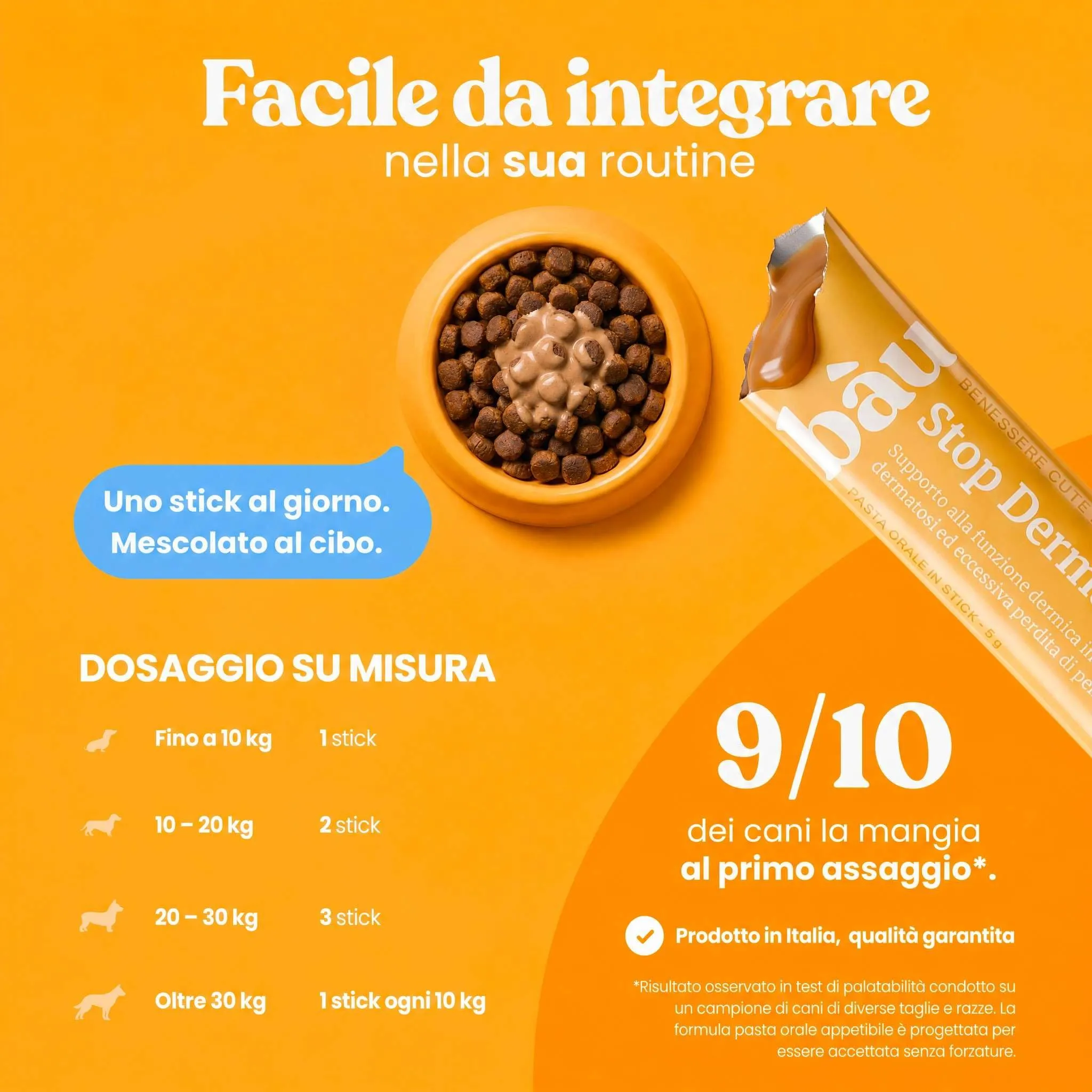 Bau Stop Dermatosi Cane e Prurito Fase Acuta, Stop Dermatite Integratore Pelle e Pelo, per Perdita Pelo, Cute Irritata, Prurito e Forfora, Supporto Funzione Dermica in 20 Sticks Appetibili - immagine 7