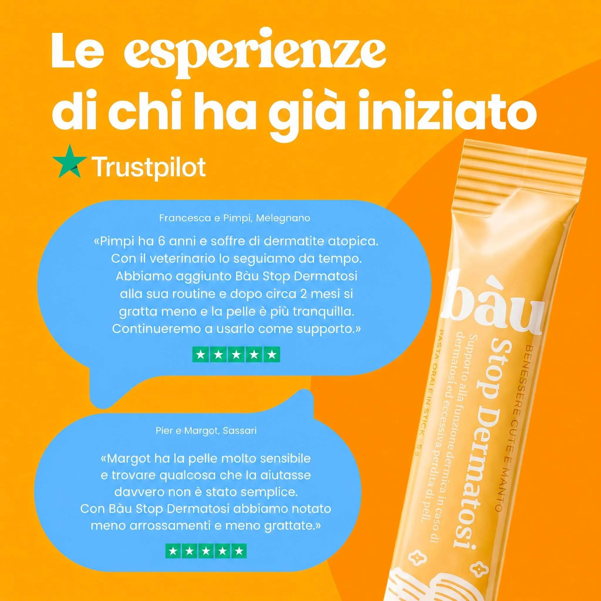 Bau Stop Dermatosi Cane e Prurito Fase Acuta, Stop Dermatite Integratore Pelle e Pelo, per Perdita Pelo, Cute Irritata, Prurito e Forfora, Supporto Funzione Dermica in 20 Sticks Appetibili - immagine 8
