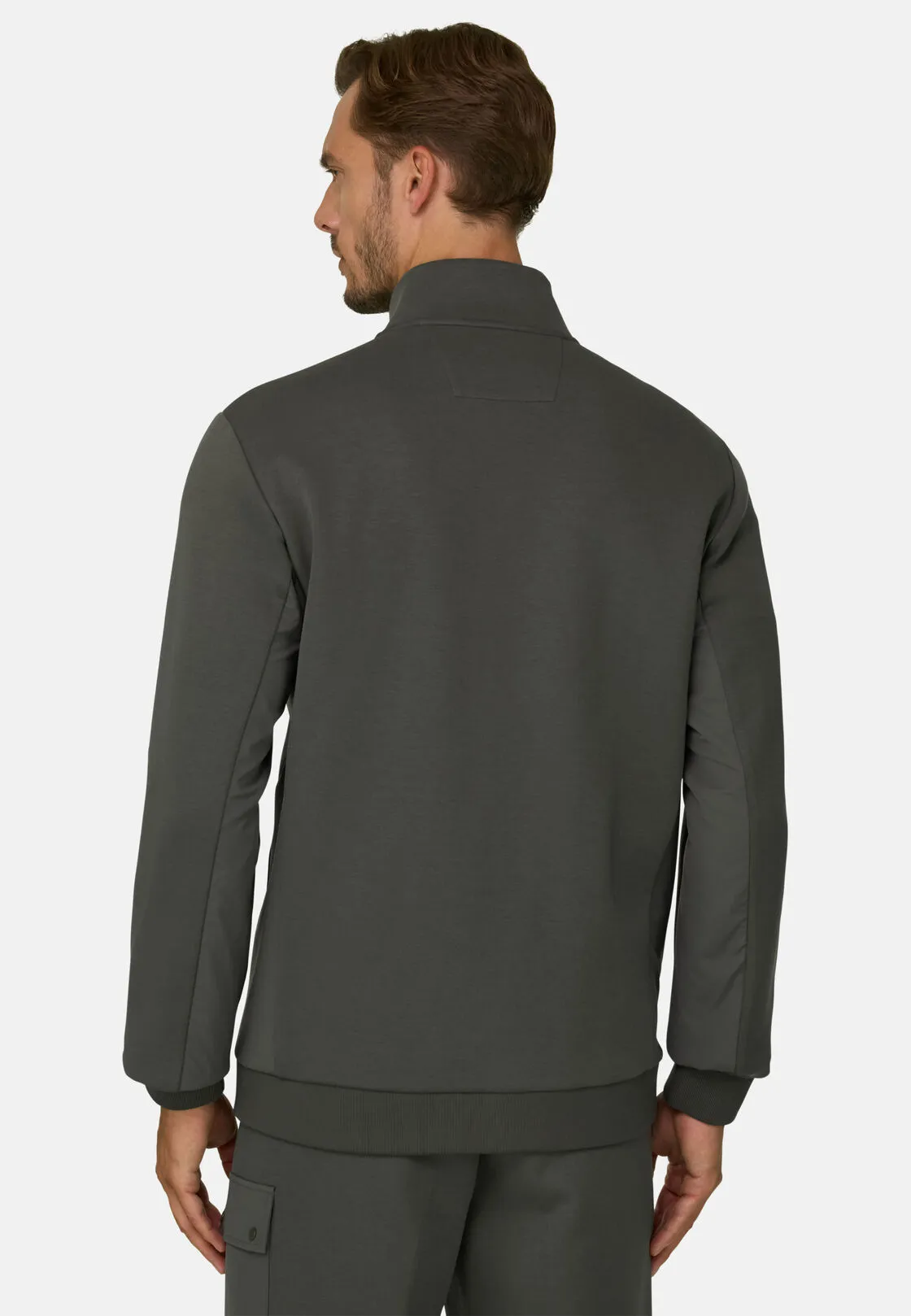 Boggi, Felpa Full Zip In Misto Cotone Scuba B Tech, Uomo, Militare, Taglia: M - immagine 4