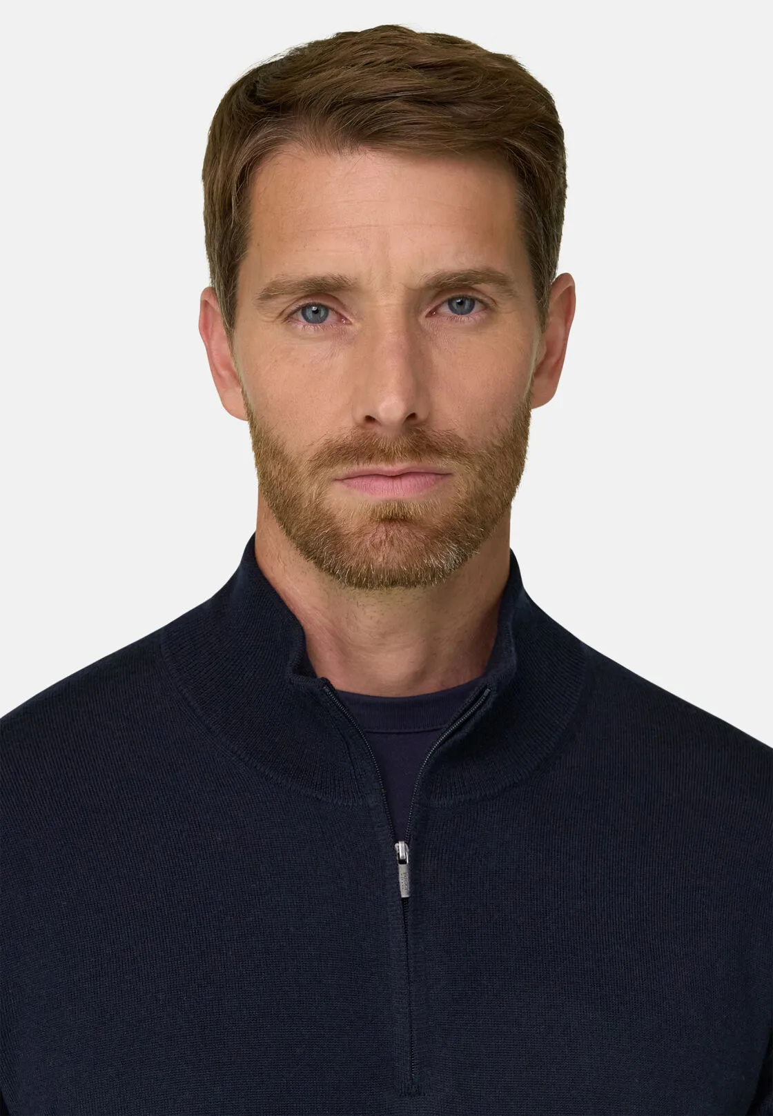 Boggi, Maglia Mezza Zip In Lana Merino Extrafine, Uomo, Navy, Taglia: M - immagine 3