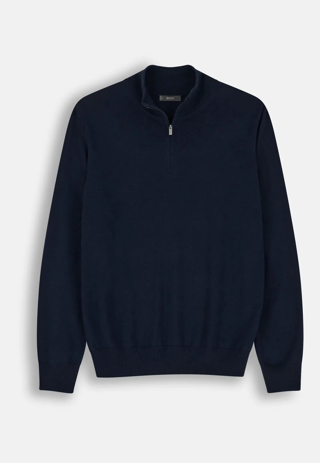 Boggi, Maglia Mezza Zip In Lana Merino Extrafine, Uomo, Navy, Taglia: M - immagine 5