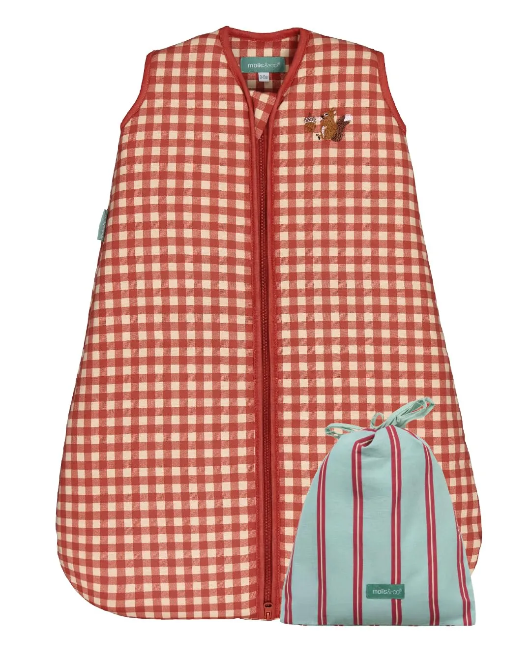 molis&co - Sacco Nanna - Sacco nanna invernale per Neonati e Bambini - Sacchi Nanna 2.5 tog - 100% Cotone (Oeko-TEX 100) - Vichy Clay (0 a 6 mesi) - immagine 1