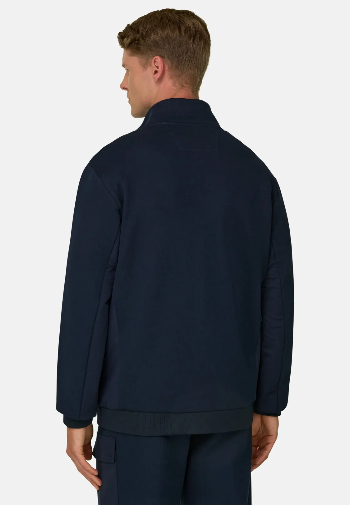 Boggi, Felpa Full Zip In Misto Cotone Scuba B Tech, Uomo, Navy, Taglia: S - immagine 4