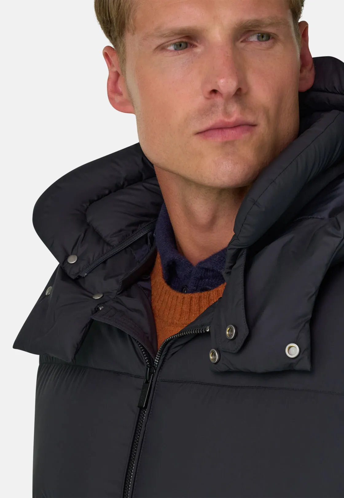 Boggi, Bomber Imbottito In Piuma D'oca, Uomo, Navy, Taglia: L - immagine 5
