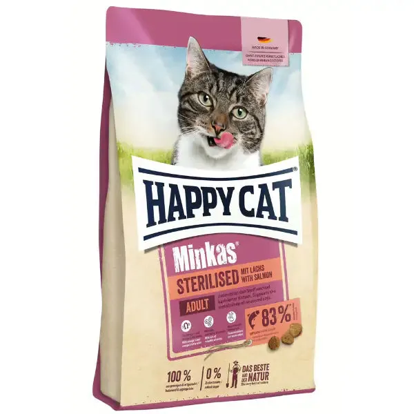 Happy Cat Minkas Sterilised Adult Salmone 10 kg - Croccantini per gatti - immagine 1