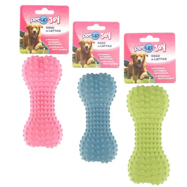 PetUp Joy gioco per cani Osso in lattice per la masticazione Misura 14,5 cm Colori assortiti - Giochi per cani - immagine 1