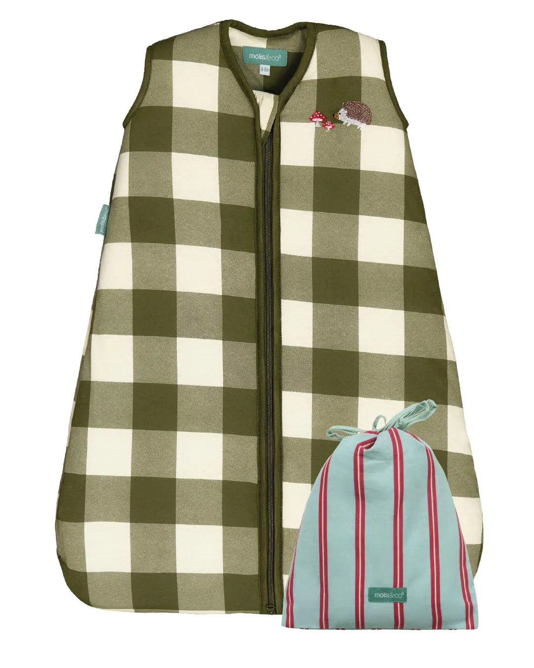 molis&co - Sacco Nanna - Sacco nanna invernale per Neonati e Bambini - Sacchi Nanna 2.5 tog - 100% Cotone (Oeko-TEX 100) (Vichy Forest, 6-18 mesi) - immagine 1