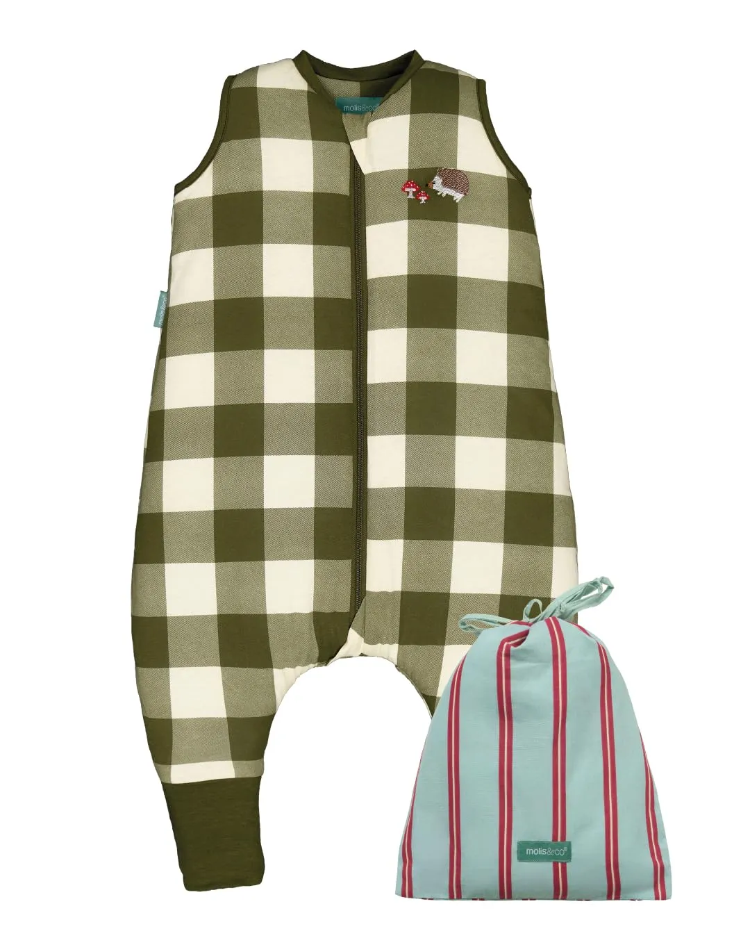 molis&co - Sacco Nanna con piedini e calzini - Sacco nanna invernale per Bambini - Sacchi Nanna 2.5 tog con piedini - 100% Cotone (Oeko-TEX 100) (Vichy Forest, 3 anni) - immagine 1
