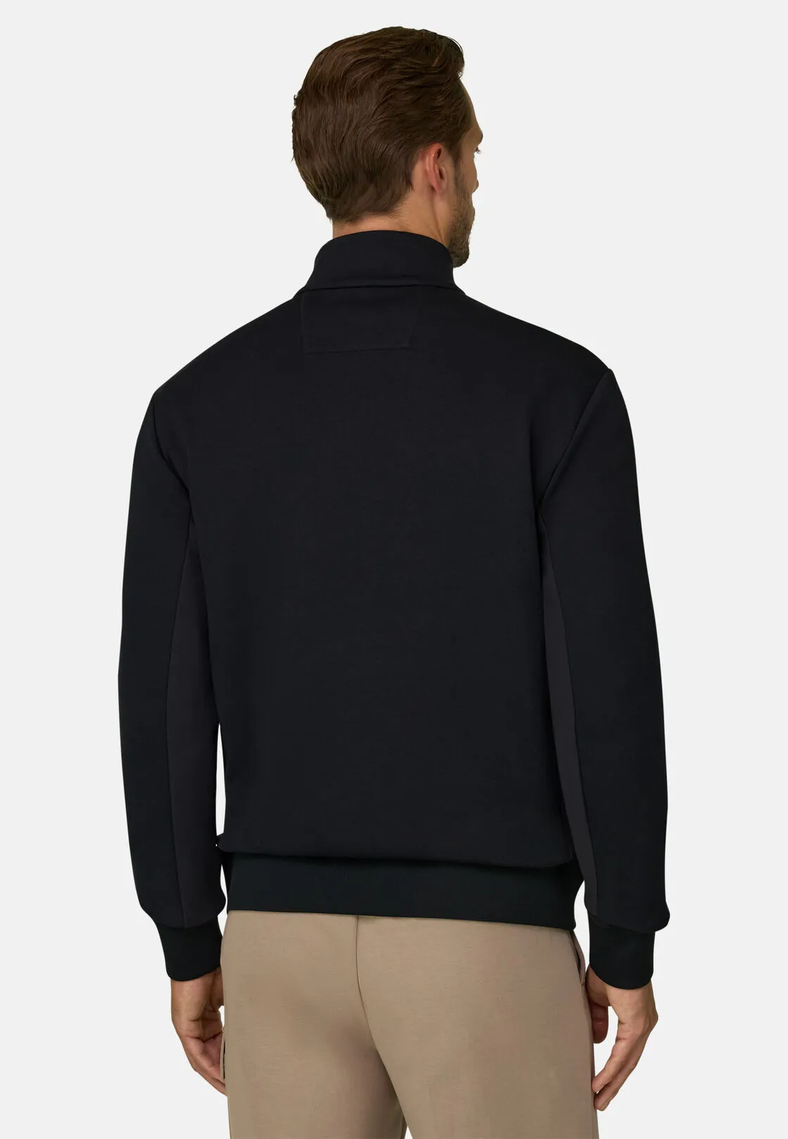 Boggi, Felpa Full Zip In Misto Cotone Scuba B Tech, Uomo, Nero, Taglia: XL - immagine 4