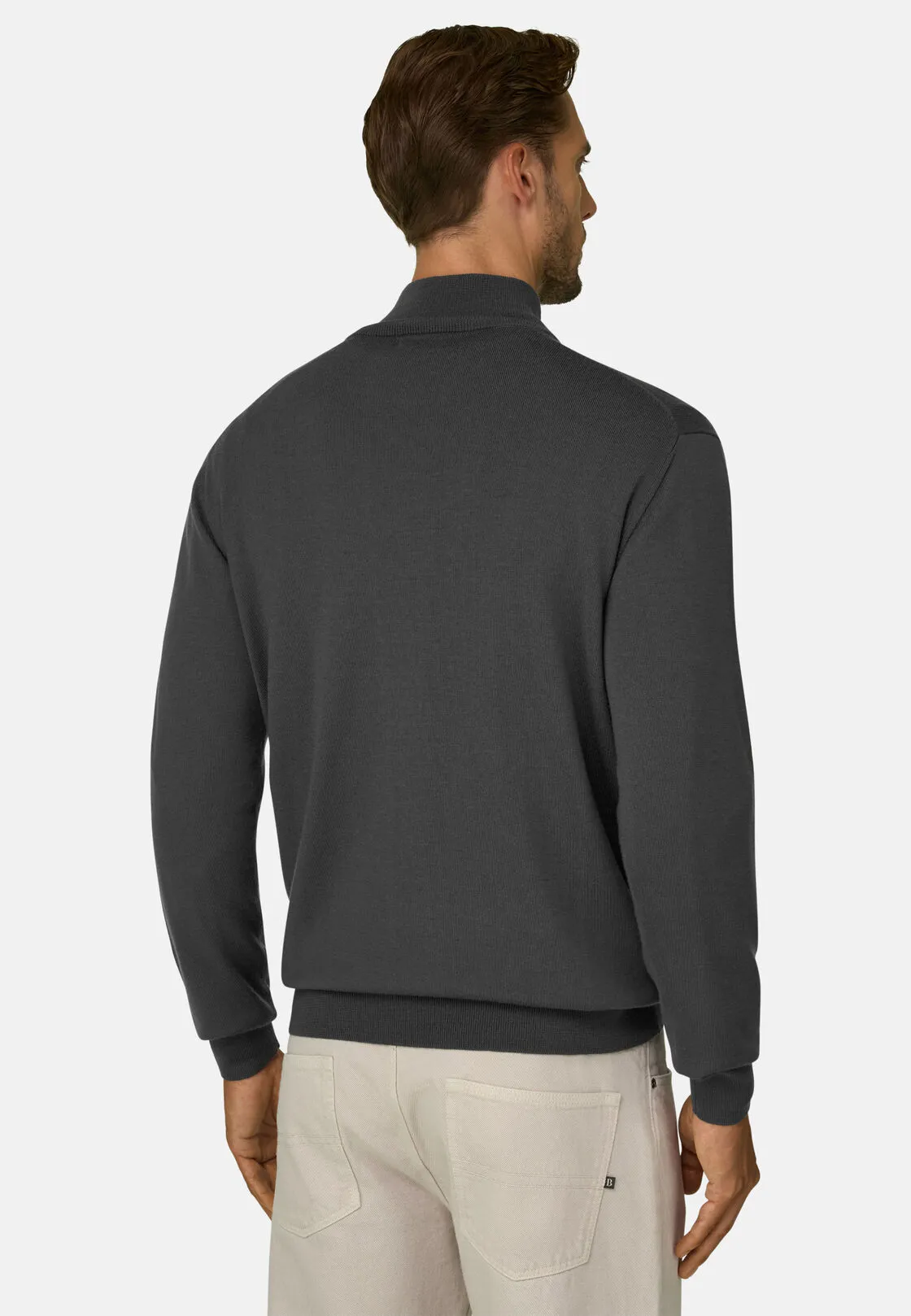 Boggi, Maglia Mezza Zip In Lana Merino Extrafine, Uomo, Militare, Taglia: XL - immagine 4